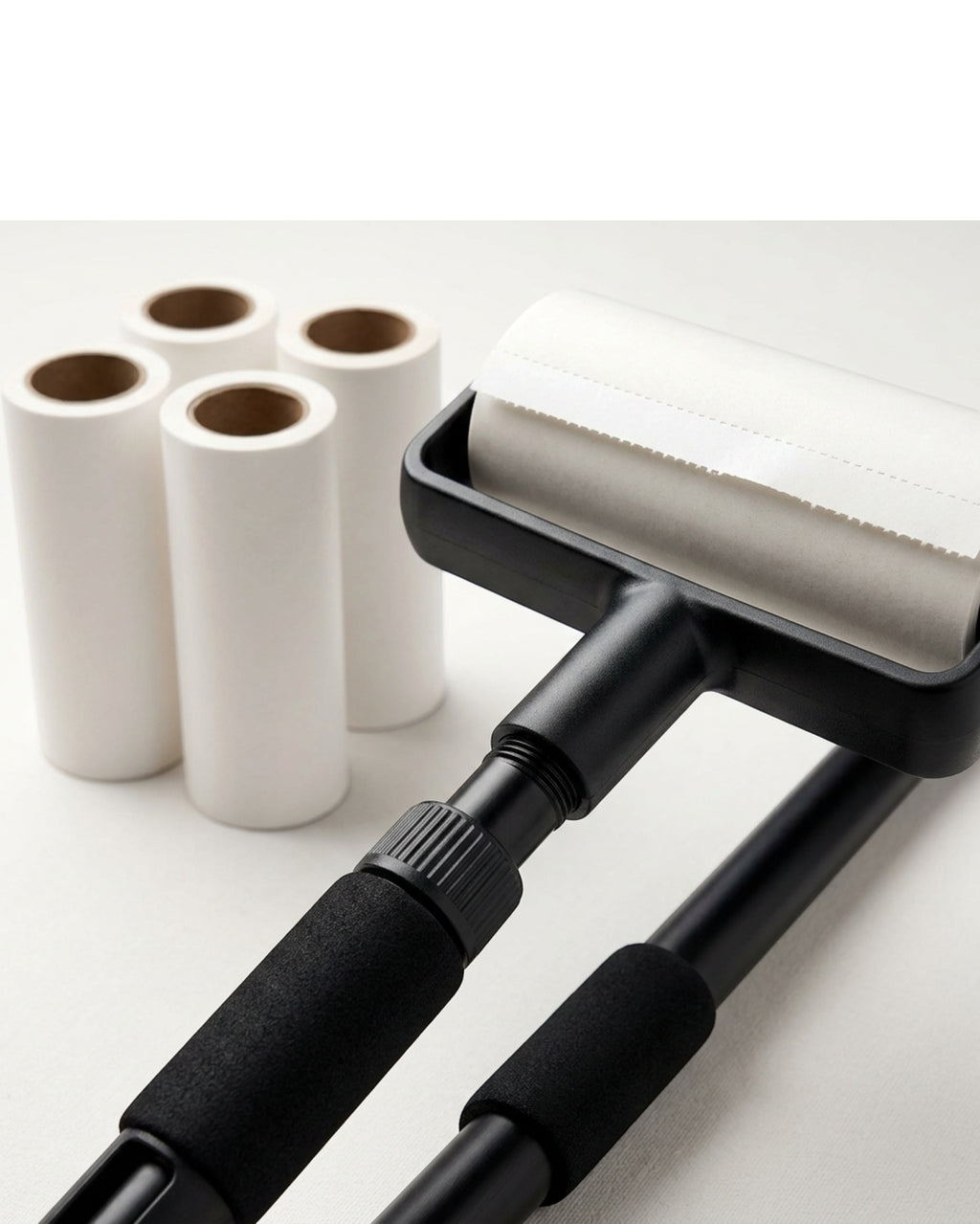 Orav Long-Handle Adhesive Lint Roller 16 cm with 4 Refills Black - Detail view