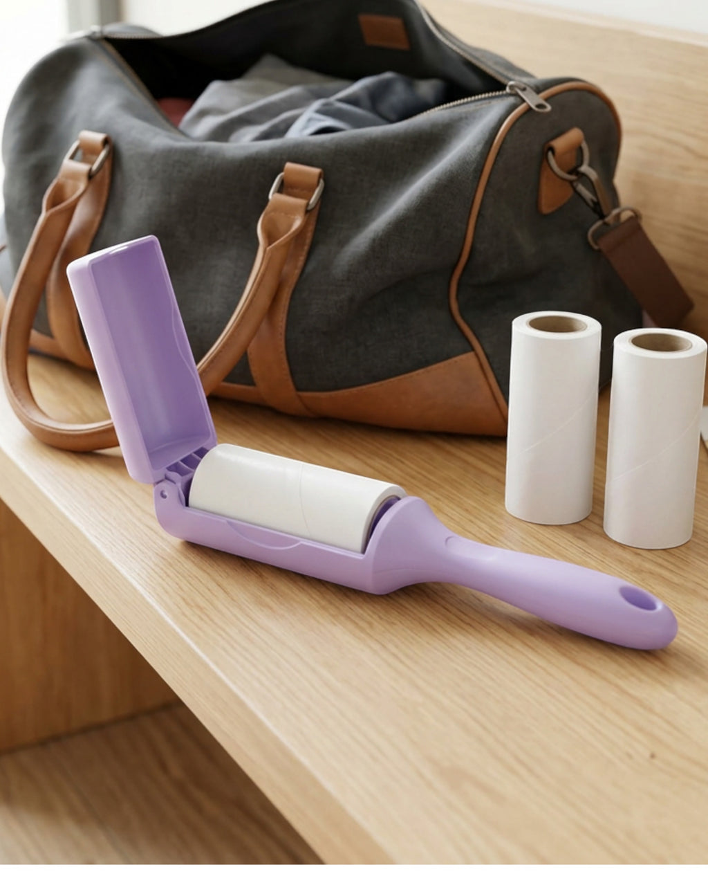 Orav Folding Travel Adhesive Lint Roller 7 cm with 2 Refills Lavender - Lifestyle view
